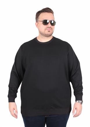 Starbattal Büyük Beden Sıfır Yaka Classic Sweat 23216 SIYAH