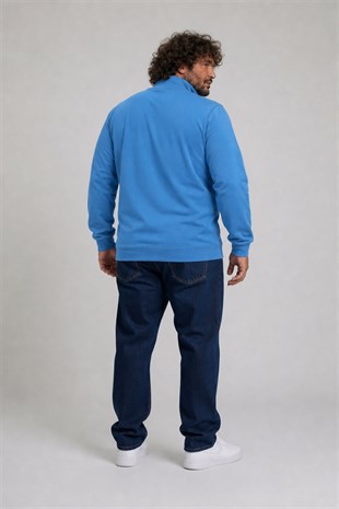 Starbattal Büyük Beden Basic Mevsimlik Fermuarlı Sweatshirt 22750 SAKS