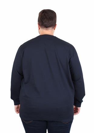 Starbattal Büyük Beden Sıfır Yaka Classic Sweat 23216 LACIVERT