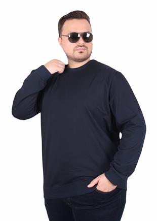 Starbattal Büyük Beden Sıfır Yaka Classic Sweat 23216 LACIVERT