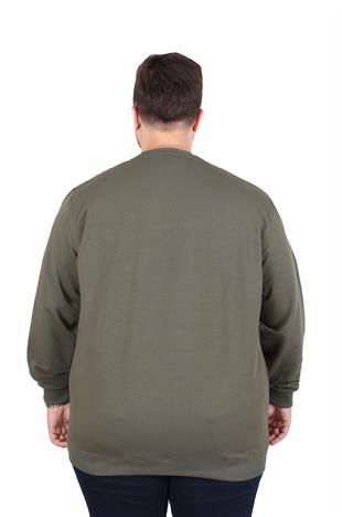 Starbattal Büyük Beden Sıfır Yaka Classic Sweat 23216 HAKI