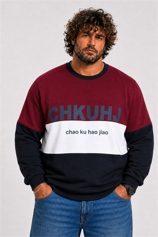 Starbattal Büyük Beden Bisiklet Yaka 3ip Sweat Chao Ku 25721 MURDUM