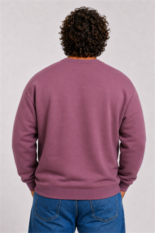 Starbattal Erkek Büyük Beden Sıfır Yaka 3ip Sweat Black 24202 Eflatun