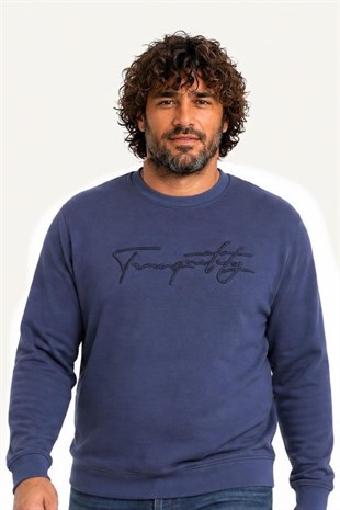 Starbattal Erkek Büyük Beden Sıfır Yaka Sweat Twenty 24200 INDIGO