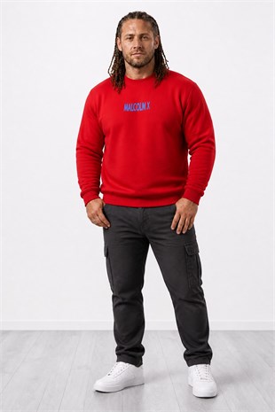 Starbattal Büyük Beden Erkek Sweat MalcolmX 22735 BORDO