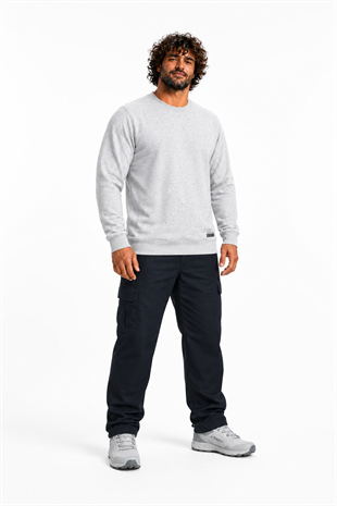 Starbattal Büyük Beden Sweatshirt Bisiklet Yaka Deri Arma 22703-2135