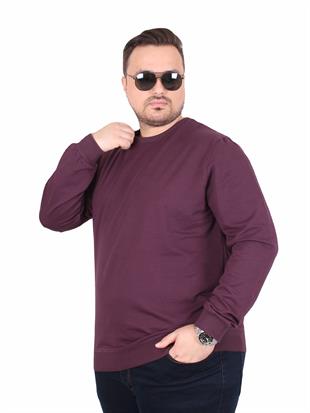 Starbattal Büyük Beden Sıfır Yaka Classic Sweat 23216 MURDUM