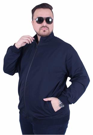 Starbattal Büyük Beden Basic Mevsimlik Fermuarlı Sweatshirt 22750 LACIVERT
