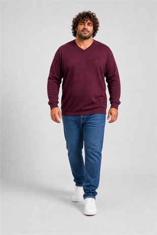 Starbattal Büyük Beden Selanik V Yaka Classic Sweat 23201 MURDUM