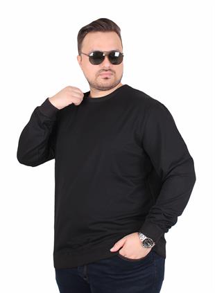 Starbattal Büyük Beden Sıfır Yaka Classic Sweat 23216 SIYAH