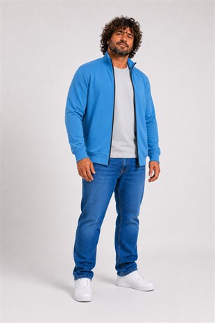 Starbattal Büyük Beden Basic Mevsimlik Fermuarlı Sweatshirt 22750 SAKS