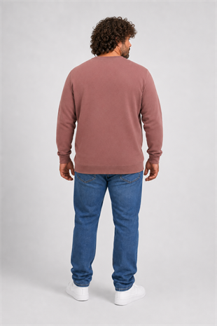 Starbattal Büyük Beden Selanik V Yaka Classic Sweat 23201 TABA