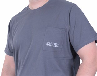 Starbattal Erkek Büyük Beden Sıfır Yaka Tişört Cepli 26145 FUME