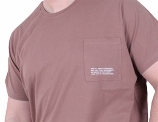 Starbattal Erkek Büyük Beden Sıfır Yaka Tişört Cepli 26145 KAHVERENGİ