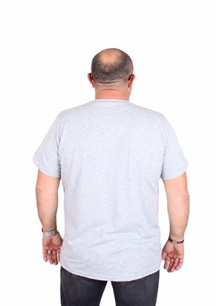 Starbattal Erkek Büyük Beden Likralı Basic Sıfır Yaka Tişört 11160 GRI MELANJ