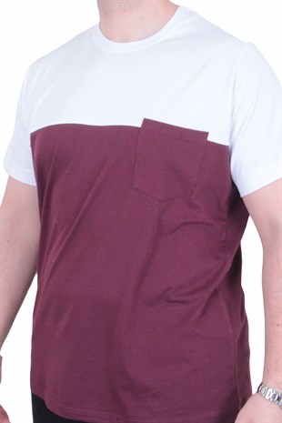 Starbattal Erkek Büyük Beden Sıfır Yaka Tişört Cepli Parçalı 26144 MURDUM