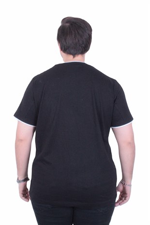 Starbattal Erkek Büyük Beden Sıfır Yaka Tişört Cepli 26143 SIYAH