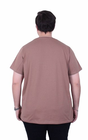 Starbattal Erkek Büyük Beden Sıfır Yaka Tişört Cepli 26145 KAHVERENGİ