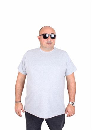 Starbattal Erkek Büyük Beden Likralı Basic Sıfır Yaka Tişört 11160 GRI MELANJ