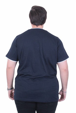 Starbattal Erkek Büyük Beden Sıfır Yaka Tişört Cepli 26143 LACIVERT