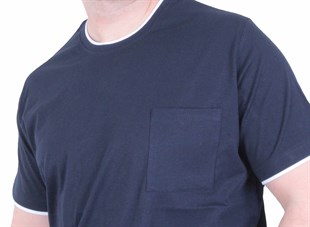 Starbattal Erkek Büyük Beden Sıfır Yaka Tişört Cepli 26143 LACIVERT