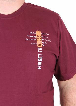 Starbattal Erkek Büyük Beden Sıfır Yaka Tişört Forget To Rules 25156 MURDUM