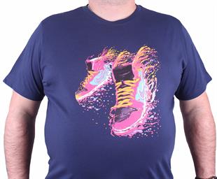 Erkek Büyük Beden Sıfır Yaka Tişört 23170 Marin