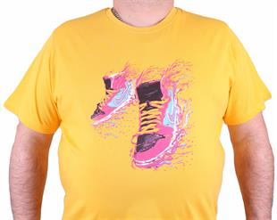 Erkek Büyük Beden Sıfır Yaka Tişört 23170 SARI