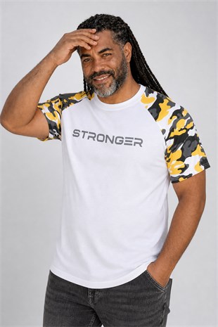 Starbattal Büyük Beden Raglan Sleeve Camouflage Erkek Tişört 23146 HARDAL