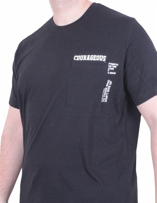 Starbattal Erkek Büyük Beden Sıfır Yaka Tişört Courageous 26146 SIYAH