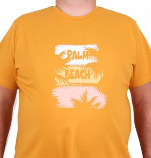Starbattal Erkek Büyük Beden Sıfır Yaka Tişört Palm Beach 25188 HARDAL