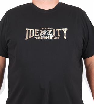 Starbattal Erkek Büyük Beden Sıfır Yaka Tişört Identity 25189 SIYAH