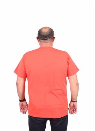 Starbattal Erkek Büyük Beden Sıfır Yaka Tişört Identity 25189 Nar Çiçeği