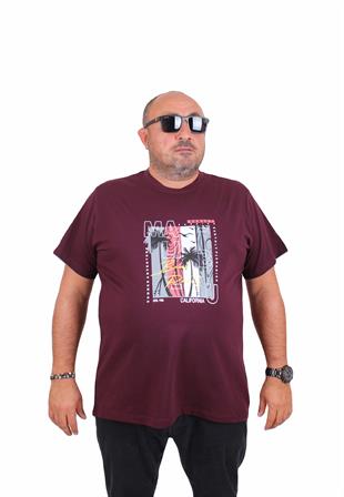 Starbattal Erkek Büyük Beden Sıfır Yaka Tişört Beach Party 25191 MURDUM