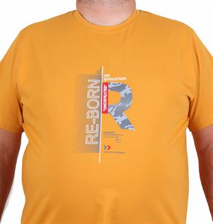 Starbattal Erkek Büyük Beden Sıfır Yaka Tişört Re-Born 25185 HARDAL