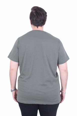 Starbattal Erkek Büyük Beden Sıfır Yaka Tişört Courageous 26146 HAKI