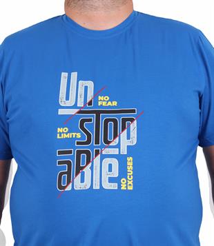 Starbattal Erkek Büyük Beden Sıfır Yaka Tişört Un Stop Able 25181 SAKS