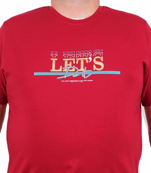 Starbattal Erkek Büyük Beden Sıfır Yaka Tişört Lets Do It 25186 BORDO