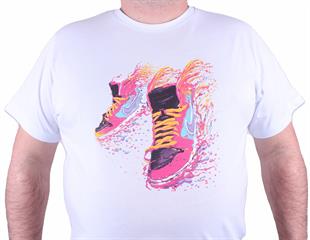 Erkek Büyük Beden Sıfır Yaka Tişört 23170 BEYAZ