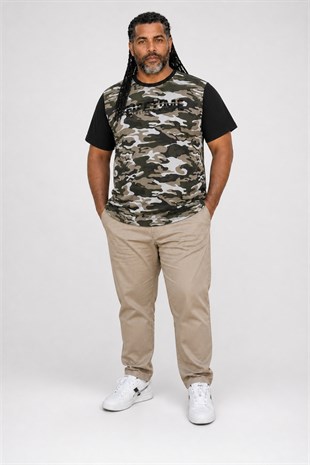 Starbattal Büyük Beden Shoulder Line Camouflage Erkek Tişört 23147 HAKI