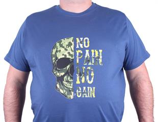 Starbattal Büyük Beden Erkek Sıfır Yaka Tişört No Gain 23126 INDIGO