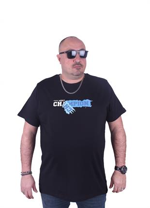 Starbattal Erkek Büyük Beden Sıfır Yaka Tişört Champion 25180 SIYAH
