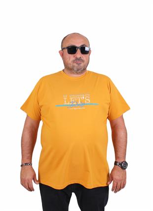 Starbattal Erkek Büyük Beden Sıfır Yaka Tişört Lets Do It 25186 HARDAL