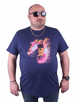 Erkek Büyük Beden Sıfır Yaka Tişört 23170 Marin