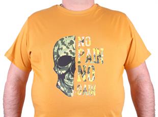 Starbattal Büyük Beden Erkek Sıfır Yaka Tişört No Gain 23126 HARDAL