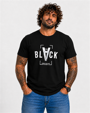 Starbattal Erkek Büyük Beden Sıfır Yaka Tişört Black 26135 SIYAH