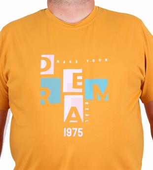 Starbattal Erkek Büyük Beden Sıfır Yaka Tişört Dream 25183 HARDAL