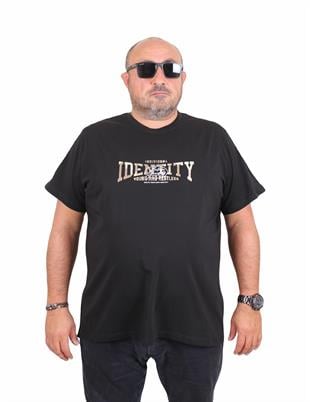 Starbattal Erkek Büyük Beden Sıfır Yaka Tişört Identity 25189 SIYAH