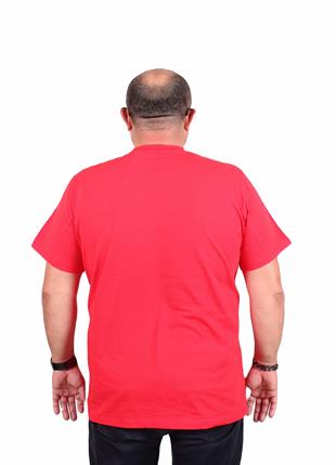 Starbattal Erkek Büyük Beden Sıfır Yaka Tişört Palm Beach 25188 KIRMIZI