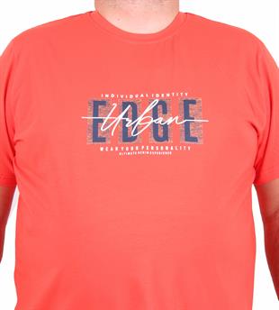 Starbattal Erkek Büyük Beden Sıfır Yaka Tişört Edge 25190 Nar Çiçeği